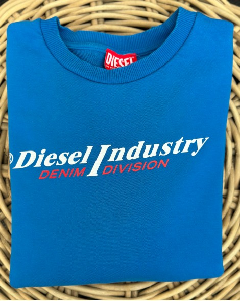 Mikina dětská Diesel modrá s nápisem
